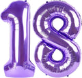 Number 18 Balloons - 40 Inch Purple Birthday Decorations for Celebrations & Graduations