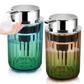 Foaming Hand Soap Dispenser 350ml (11oz) Refillable Vintage-Inspired Modern Plastic Silver Pump for Liquid Soap Shampoo Body Wash Bottle for Bathroom Kitchen (2 Pcs)(Brown+Blue)