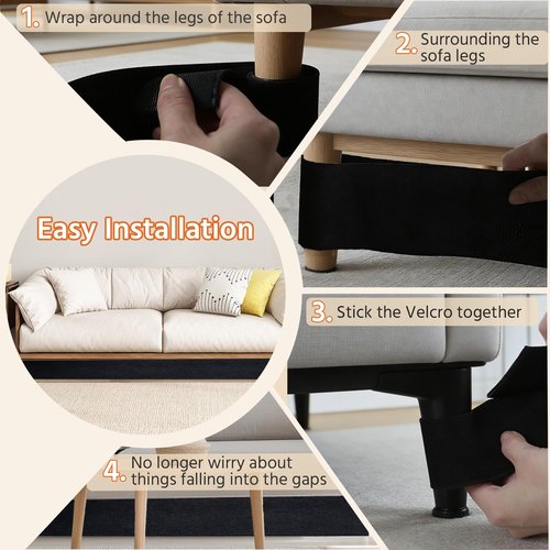 Sokfone Under Couch Blocker for Pets, Toys, Adjustable Elastic Strap to Prevent Items from Falling Under Beds, Sofas and Other Furniture,Fit Furniture with Short and Regular Legs (3in x 132in)