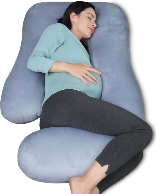MOON PARK Pregnancy Pillow - 57-Inch U-Shaped Full Body Maternity Support for Back, Legs, Belly - Grey