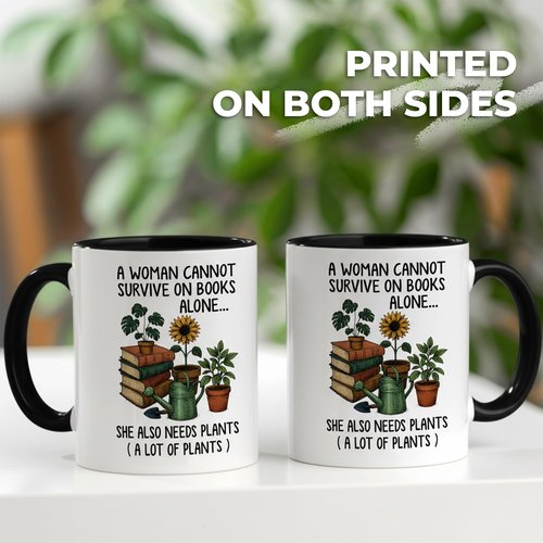Affordali Mothers Day Plant Gifts, Book and Plant Lover Coffee Mug, Mugs for Reading and Gardening Lovers, Book Lover & Gardener Mug, Novelty Design for Bookworm and Gardening Enthusiasts