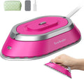 Newbealer Travel Iron - Mini Dry Iron with Global Voltage, 300W, 60s Heat Up, Non-Stick Soleplate | Hot Pink