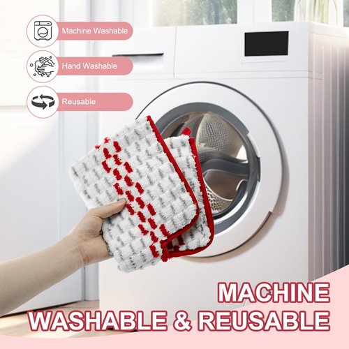 Microfiber Spray Mop Pads - Compatible with Promist MAX, Double Sided Replace Head for Dry/Wet Floor Cleaning Usable (4 Pack Red)