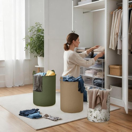 Weysat 4 Pcs Mallard Duck Laundry Basket Round Laundry Hamper Easter Basket Stuffer Waterproof Collapsible Clothes Storage Bin Organizer with Handles for Home Closets Bedrooms Nursery Room Decor