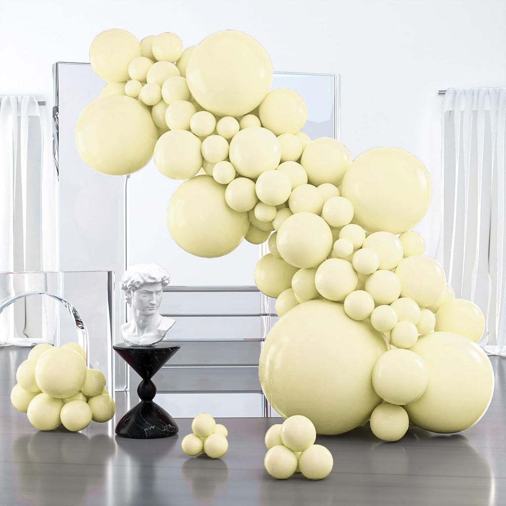PartyWoo Pastel Yellow Balloons - 127-Piece Arch Kit for Baby Showers & Birthdays | 5-36 Inch Sizes