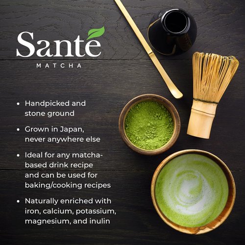 Santé Matcha + Agave – Ceremonial Grade Japanese Matcha with Organic Agave – First Harvest from Aichi Prefecture – 1LB for Lattes, Iced or Hot