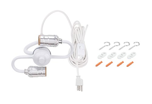 Aspen Creative 21044-2B, One Plug Pendant Conversion Glossy White Swag Light KIT, 2 Light