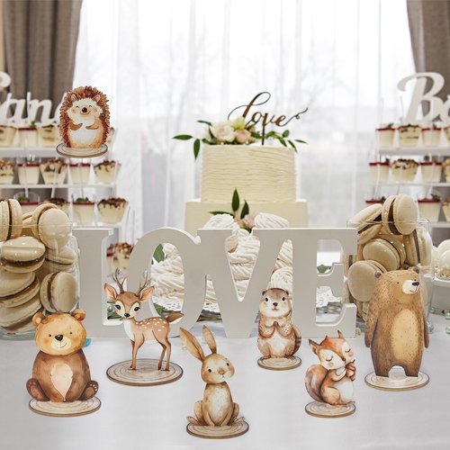 12 Pack Woodland Animals Baby Shower Decorations, Kid Forest Happy Birthday Decoration Centerpieces for Tables Woodland Nursery Animal Decor Home Office Farmhouse