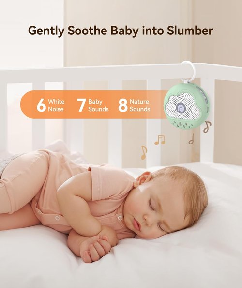 Dreamegg White Noise Machine - Portable Baby Sound Machine with 21 Soothing Sounds | Green Silicone Cover