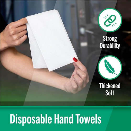 Fresh Towel Folded Disposable Hand Towels for Bathroom | Single-Use Hand Paper Towels for Bathroom Guests, 1/6 Folded | Soft and Absorbent Disposable Napkins (500, White)