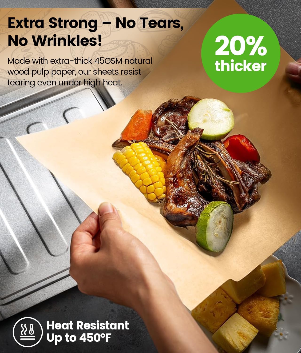 Unbleached Parchment Paper Sheets by [Brand Name] - 200 Non-Stick, Non-Toxic Pre-Cut 12x16 Inches for Baking, Cooking & Grilling