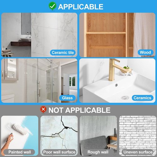 JINSHUNFA Heavy Duty Adhesive Wall Hooks - 13LB Capacity, Waterproof, No Drill | 8 Pack for Bathroom & Kitchen