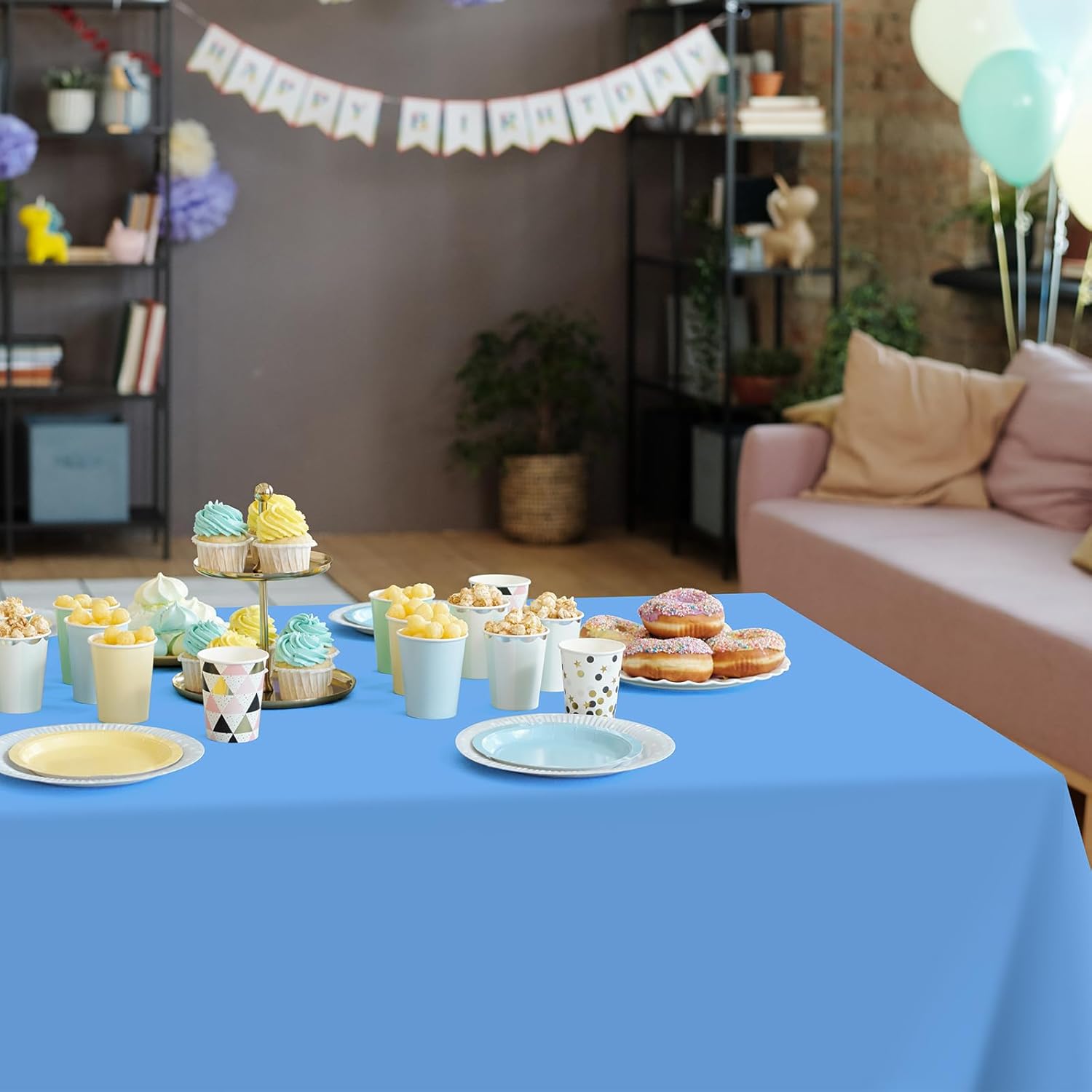 Ocean Theme Tablecloths by [Brand Name] - 12 Pcs Disposable Light Blue Rectangle Covers | Perfect for Beach Parties, 54 x 108 Inch