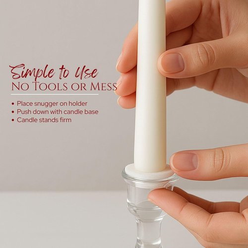 Biedermann & Sons Foam Taper Candle Snuggers - 8 Flexible White Inserts for Secure Taper Holders