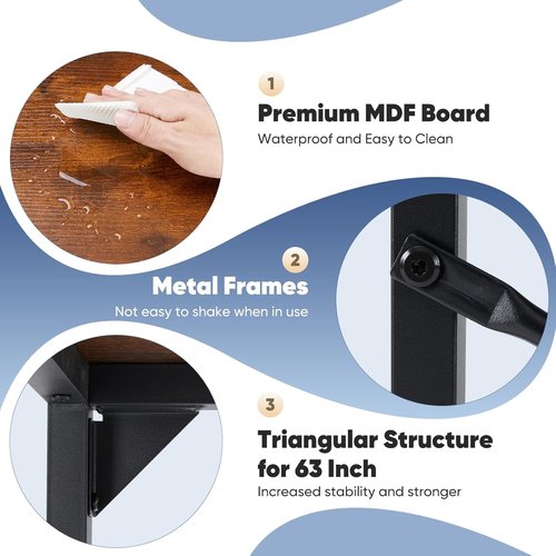 DUMOS 63-Inch Computer Desk - Modern Writing & Gaming Workstation with Metal Frame | Wood Brown Finish