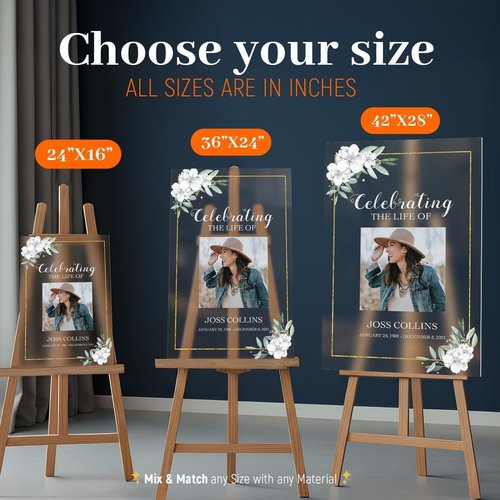 Custom Funeral Sign with Picture | Personalized Memorial Board for Loved Ones - Elegant Tribute Decoration