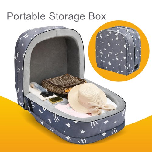 Lvimilio Portable Toddler Travel Bed, Foldable Kids Floor Bed for Home/Travel with Foam Mattres, Toddler Cot for Kids Aged 1-4, Velvet Fabric