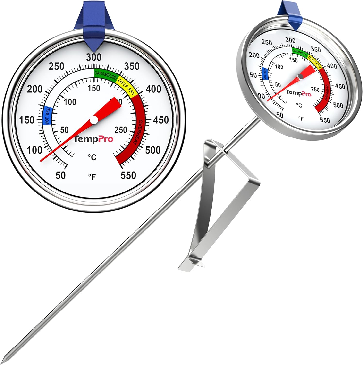 TempPro Candy Thermometer - 9" Long Probe with Pot Clip for Frying, Chocolate & Baking