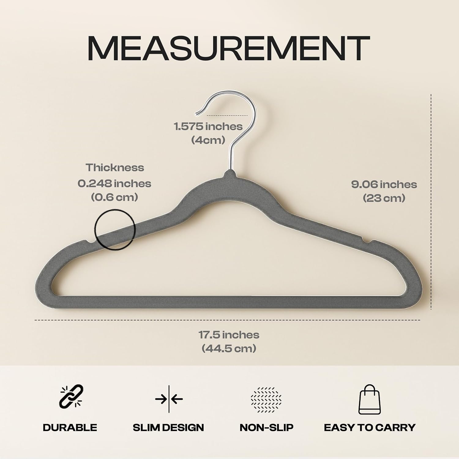 Utopia Home Velvet Hangers 50 Pack - Luxury Non-Slip Slim Coat & Pant Hangers with 360° Swivel Hook - Grey