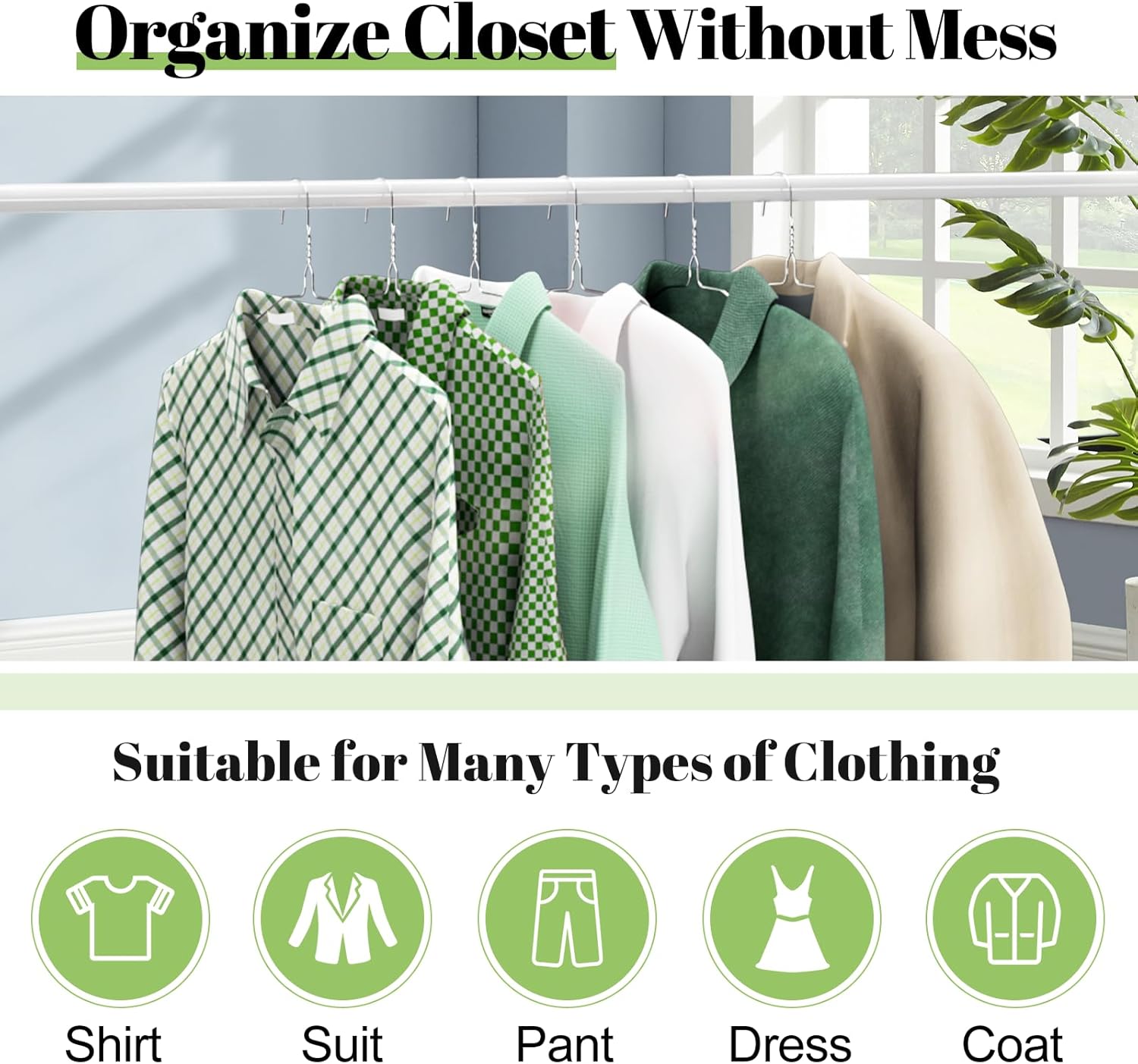 Wire Metal Clothes Hangers - 100 Pack, 16 Inch Slim Space-Saving Design for Coats, Suits, and Shirts | Non-Slip Silver