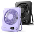 WHATOOK Desk Fan 2 Pack: 100 Speeds Stepless Control 2000mAh Battery Operated Portable Fan, Rechargeable Table Fan for Cruise Ship Essentials, Gift for Couples, Dorm, Office, Bedroom(Black and Purple)