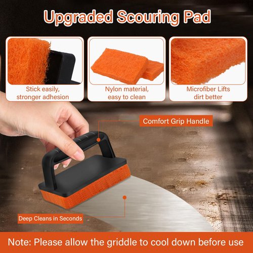 NxeAnnQi 10 Pieces Griddle Cleaning Kit for Blackstone & More - Professional Flat Top Grill Cleaning Kit with Heavy Duty Griddle Scraper, Grill Stones, Scouring Pads & Ergonomic Handles