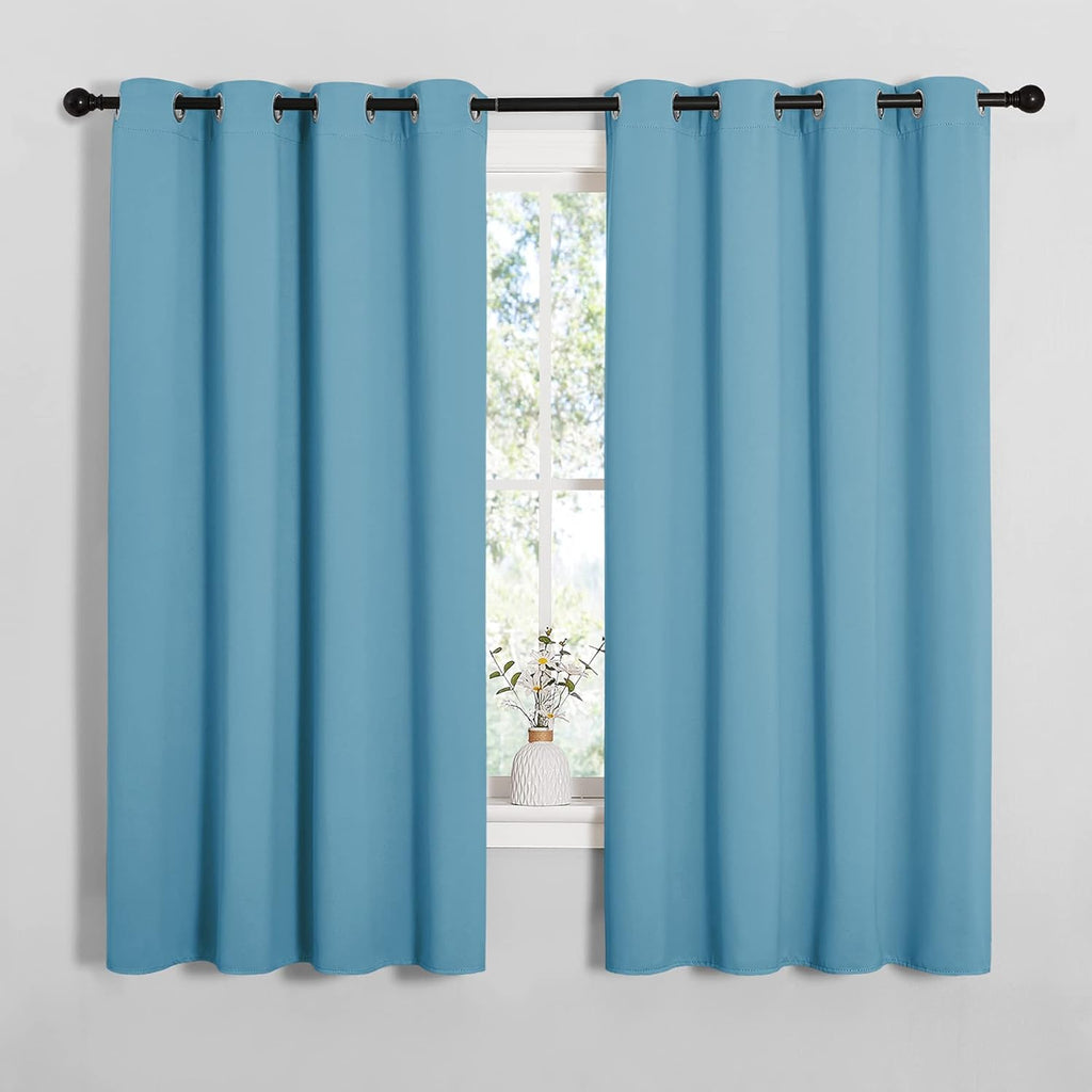 NICETOWN Thermal Insulated Blackout Curtains - Room Darkening Drapes, Teal Blue, Set of 2 (55x68 inches)