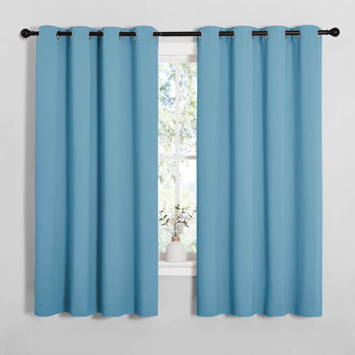NICETOWN Thermal Insulated Blackout Curtains - Room Darkening Drapes, Teal Blue, Set of 2 (55x68 inches)