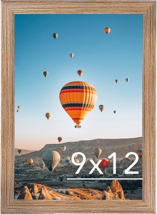 JCJMY Rustic Brown 9x12 Picture Frame - Versatile Wall Hanging for Horizontal or Vertical Display