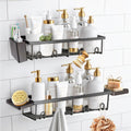 Sben Shower Caddy - Rustproof Adhesive Organizer with Large Capacity | 5 Pack Bathroom Shelves in Black