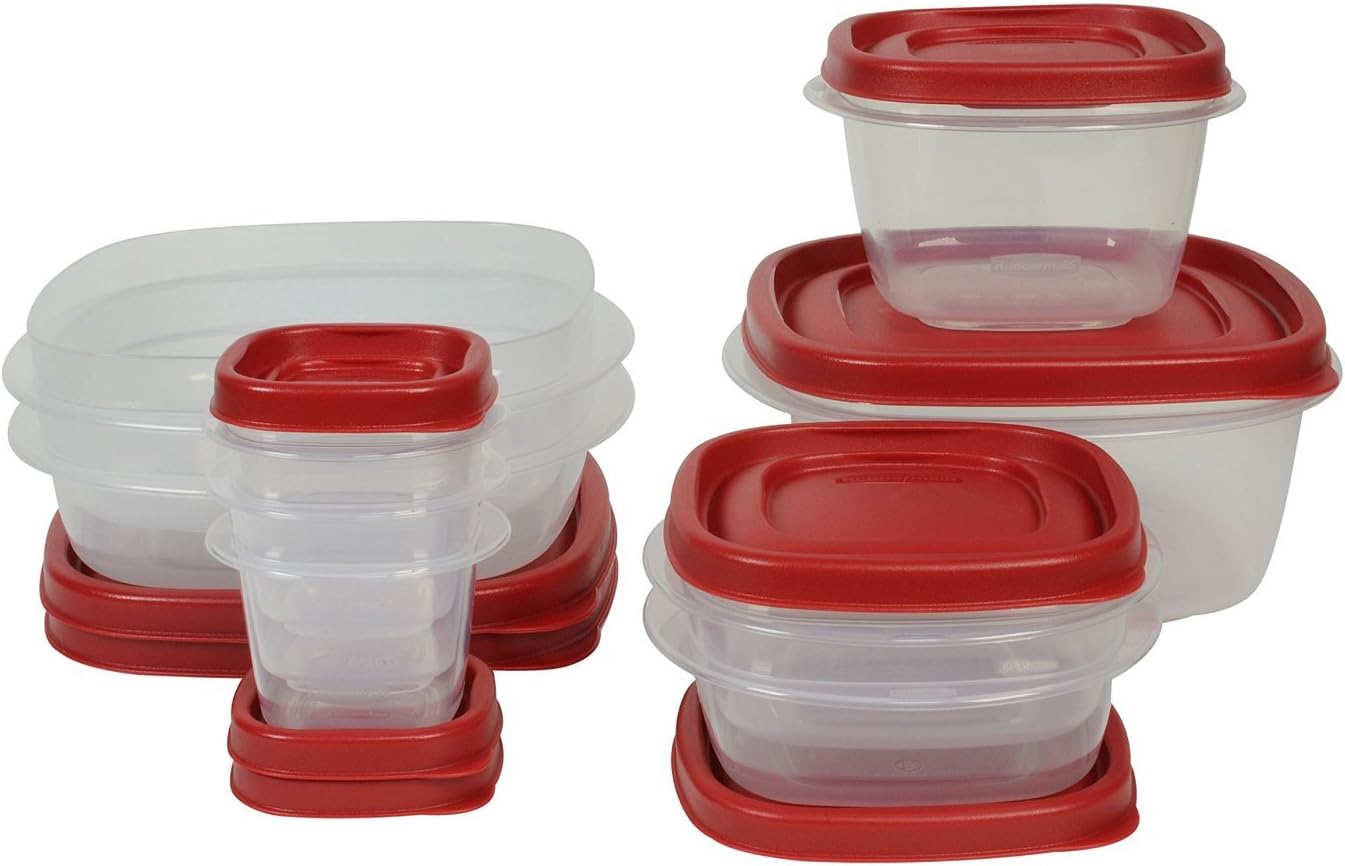 Rubbermaid Easy Find Lids | 18-Piece Food Storage Container Set in Racer Red - Airtight & Stackable