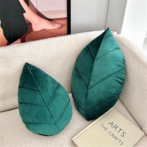 Rvsdoi Leaf Pillow,3D Leaf Shaped Plant Pillows Green Tropical Plant Cushion for Sofa Office Bedroom Home Decor Green (15"x9.8")