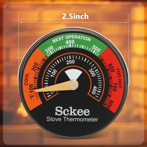 Magnetic Stove Temperature Gauge - Multi-Fuel Stove Thermometer for Gas, Wood, Pellet Stoves & Fireplaces (1PCS)