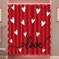 Tieshankao Valentines Shower Curtain Bathroom Decor Scalloped Red Love with 12 Hooks 72 x 72 Inches - Style 6