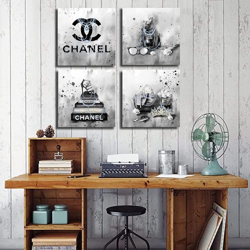 Meetdeceny Bedroom Wall Decor - Black & White Handbag Art for Teen Girls | Stylish Canvas Prints - 20"x20" (4 Pieces)