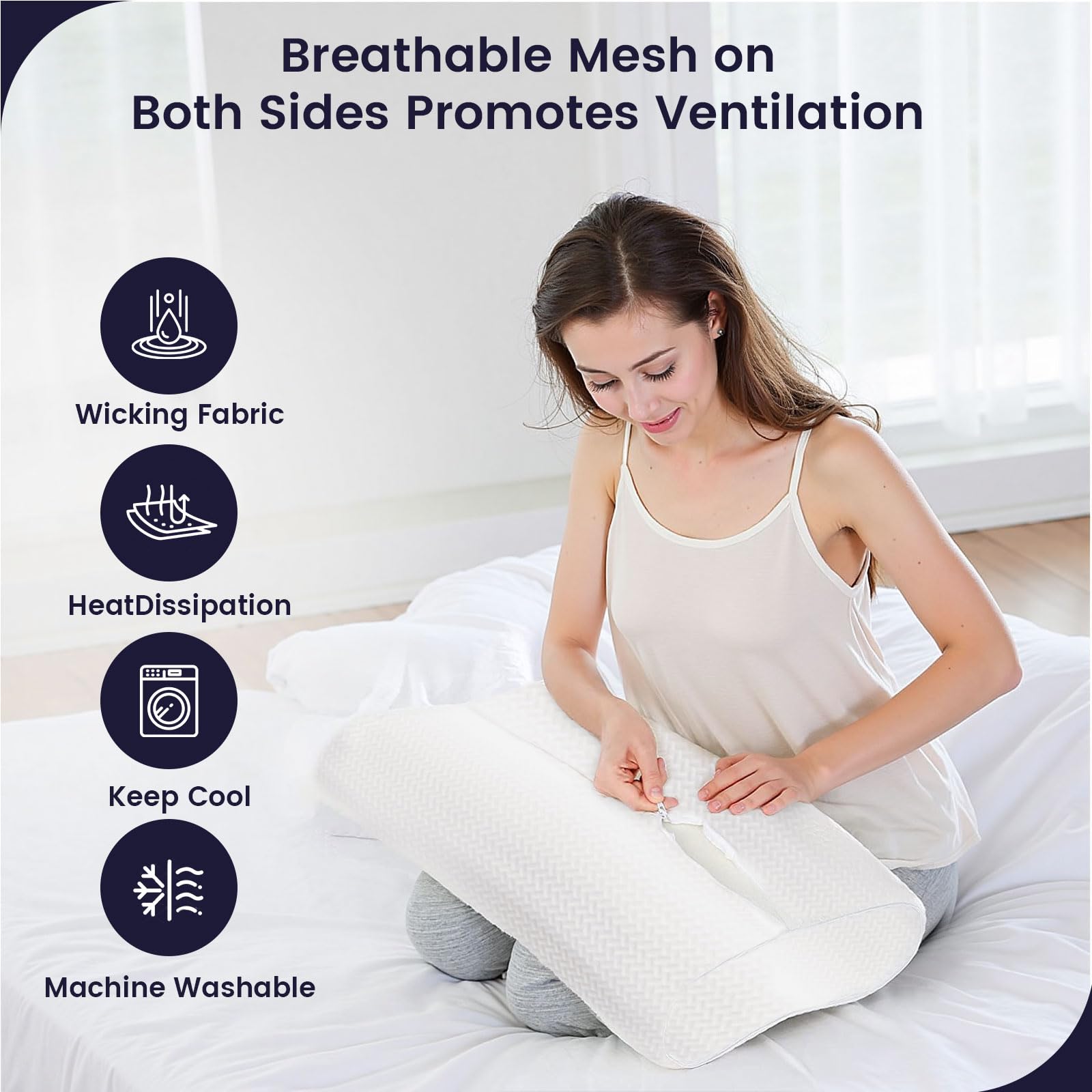 Memory Foam Neck Pillow for Sleeping, Cervical Neck Pillow for Neck Pain Relief, Queen Ergonomic Orthopedic Adjustable Contour Pillow for Side, Back & Stomach Sleepers (23.6"×14"×4.7"/3.9")