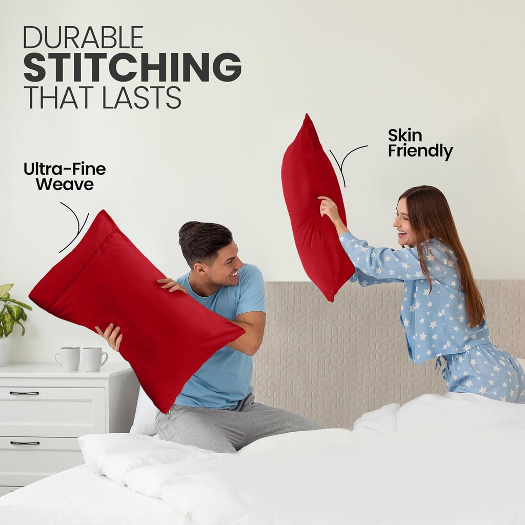 Utopia Bedding Queen Pillow Cases - Soft Brushed Microfiber - 2 Pack, Fade Resistant, 20 x 30 Inches | Red