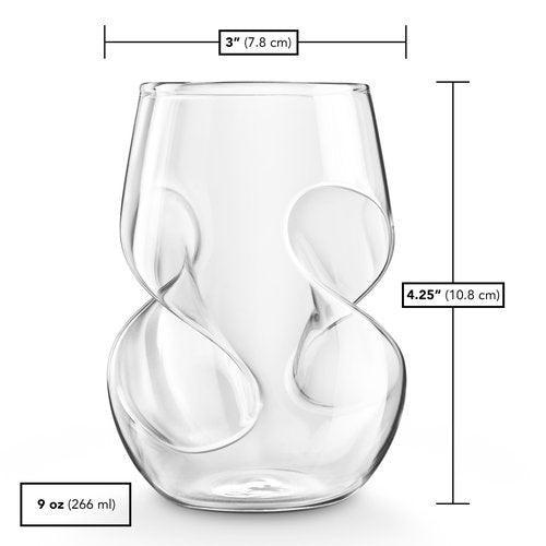 Final Touch Conundrum White Wine Glasses - Set of 4 Stemless Handcrafted Glasses - 9 oz Capacity - Sleek Curves for Comfortable Tasting - Dishwasher Safe (GG5008)