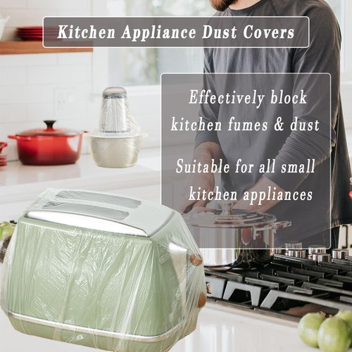 STAYWILD 60 PCS Clear Small Appliance Dust Covers,Disposable Kitchen Appliance Covers for Instant Pot,Mixer,Meat Slicer,Air Fryer,Toaster Oven,Food Processor,Blender,Slow Cooker,Coffee & Bread Maker