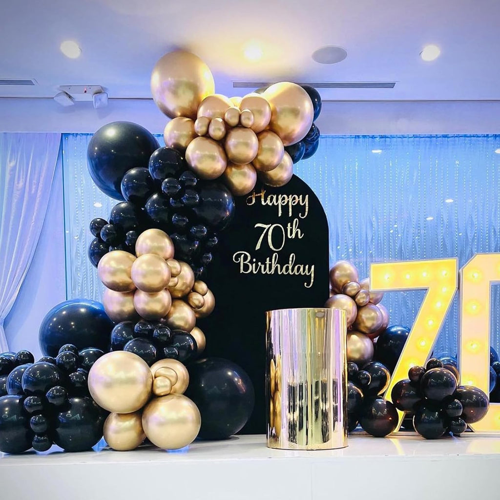 YMSZ Black and Gold Balloons - 67pcs 12 Inch Metallic Balloons for Birthday & Party Decorations