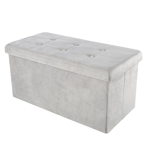 Storage Ottoman - Velvet Tufted Footrest, Linen Chest, or Bench Organizer with Removable Lid for Bedroom, Dorm Room, or Entryway by Lavish Home (Gray)