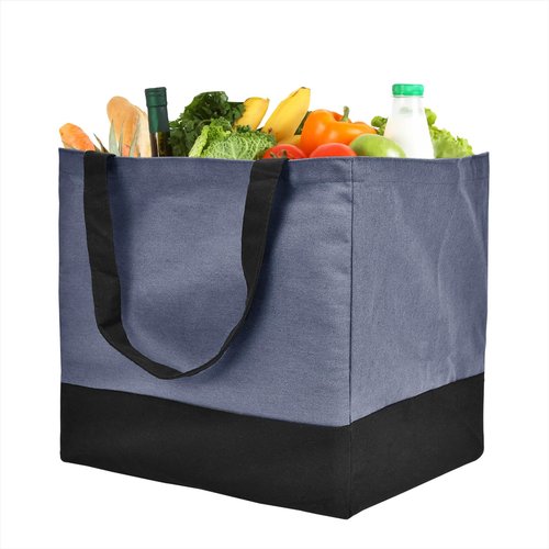 CNaiyunpin Canvas Reusable Grocery Bags Heavy Duty, 8.3 gal Foldable Large Tote Bag with Handles, Holds 60 lbs Canvas Shopping Bags, 1 Pack
