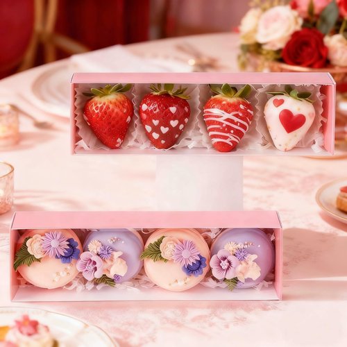 12Pcs 8x2.2x2 Inches Mcaron,Truffle,Chocolate Boxes Empty Bakery Boxes for Chocolate Covered Strawberry,Bonbon,Sweets & Party Favors