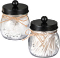 SheeChung Qtip Holders - Stylish Black Bathroom Decor for Cotton Swabs & Balls | 2 Pack
