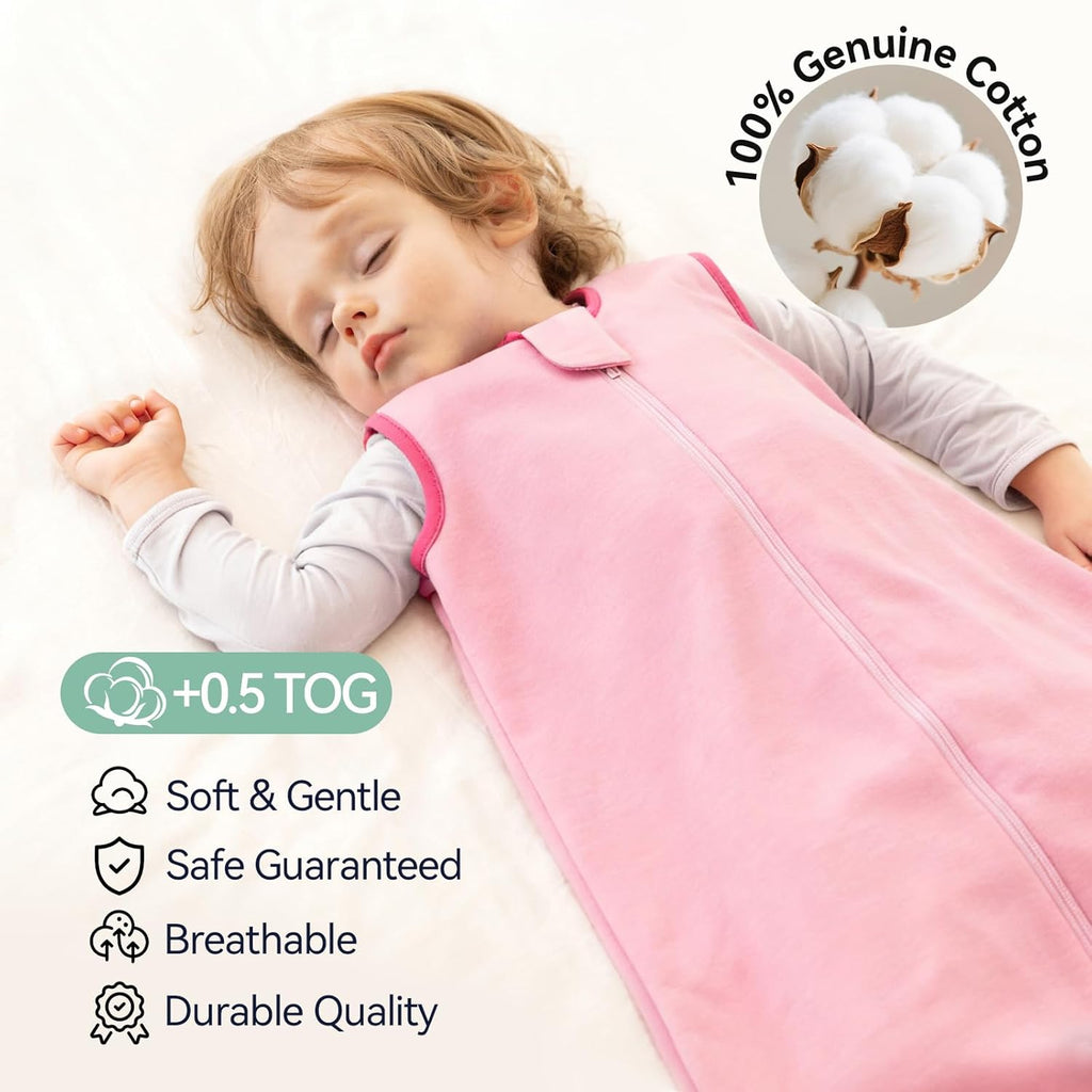 Skiennix Baby Sleep Sack - 100% Cotton Wearable Blanket for 12-18 Months | 3-Pack, Soft & Breathable