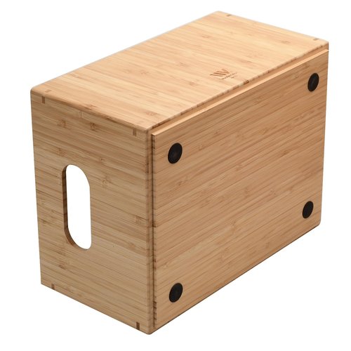 Bamboo Storage Box with Open Front Stackable Bin Organizer to use in kitchen pantries, cabinets and countertops, 14 x 11 x 6.5 inches