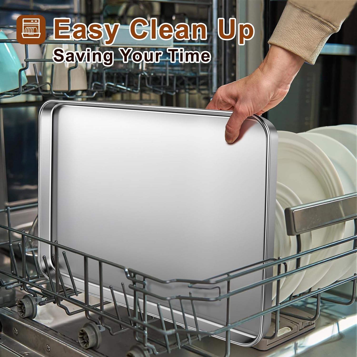 Skiennix Extra Large Stainless Steel Baking Sheet - Heavy Duty Nonstick Oven Tray (20" x 14" x 1")