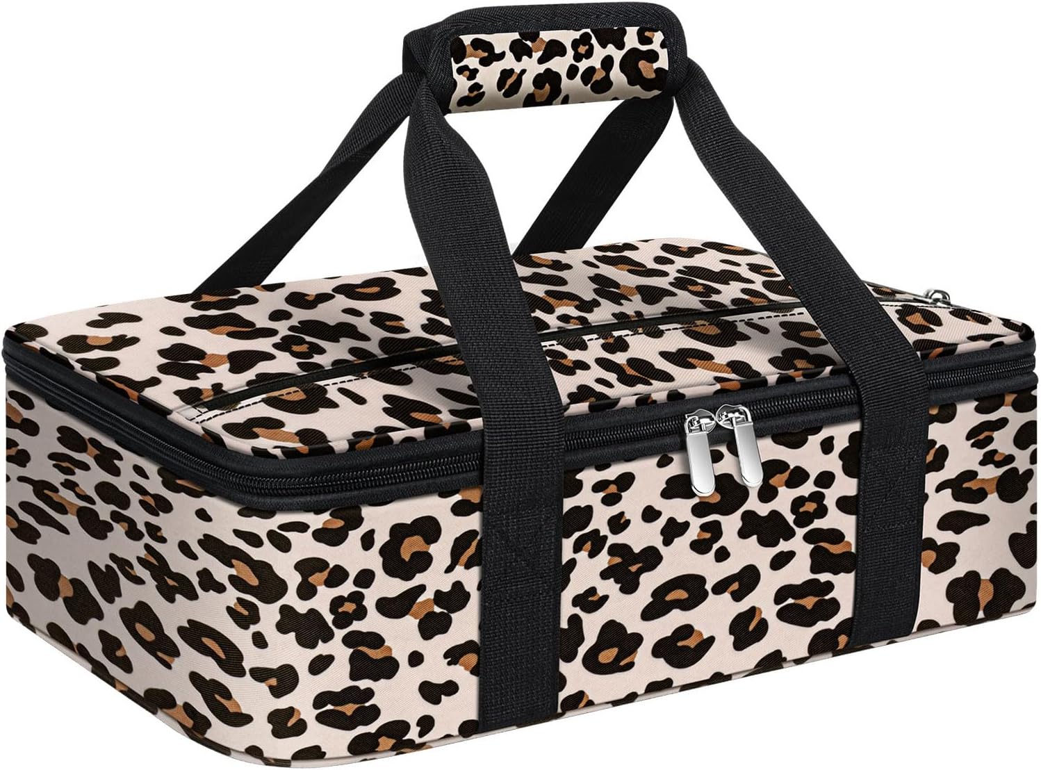 Skiennix Insulated Casserole Carrier - Portable Hot/Cold Food Tote for Potlucks | Fits 9" x 13" Dish - Leopard