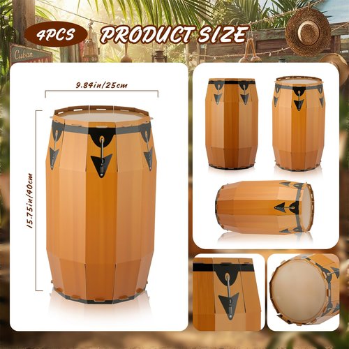 AceOrbit 4 Pcs Havana Night Party Decoration 15.7 Inch Cuban Party Decorations Large Cardboard Conga Supplies Puerto Rican Summer Photo Booth Props Decoration