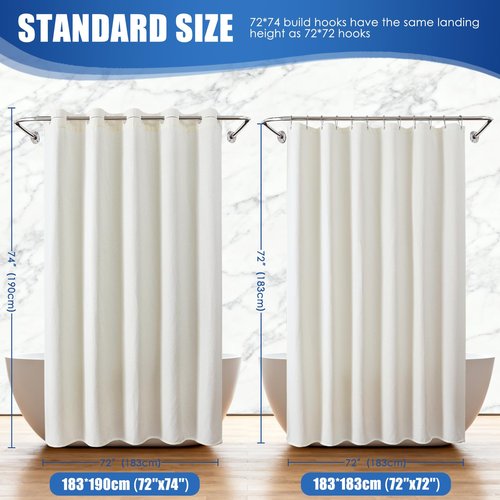 Zemyovia Waterproof No Hooks Waffle Shower Curtain, 260GSM Heavy Duty Fabric, with 10 Durable Split Grommets, Luxury Hotel Spa Style for Bathroom, Machine Washable, 74 x 72 Standard Size, Cream